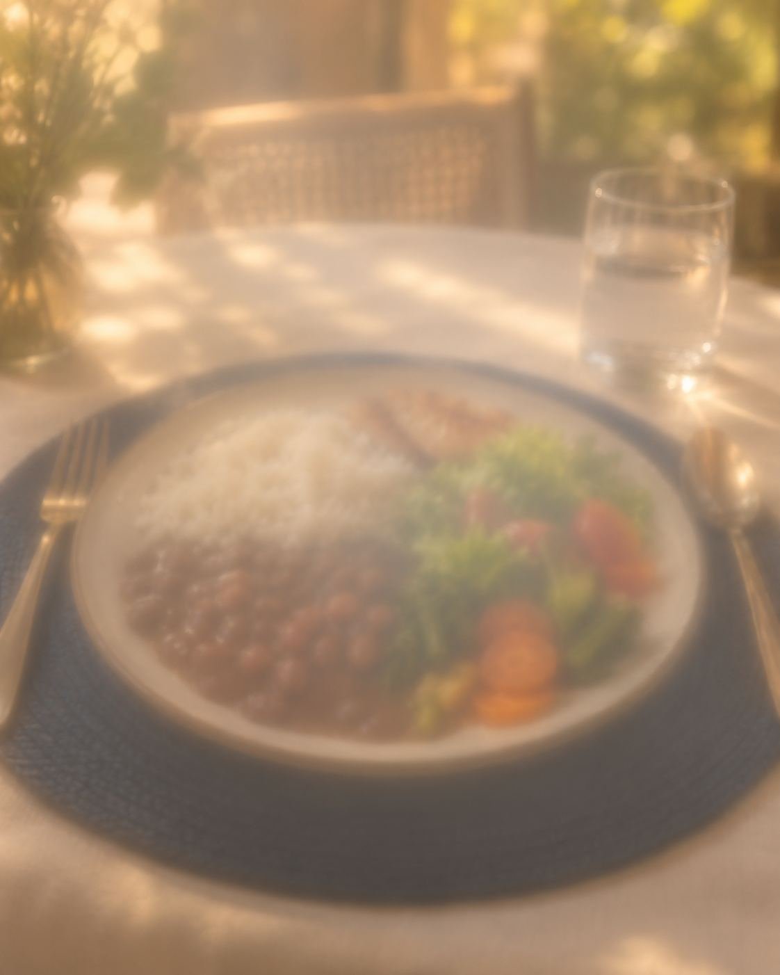 Simulação da fase 5: prato de comida muito embaçado